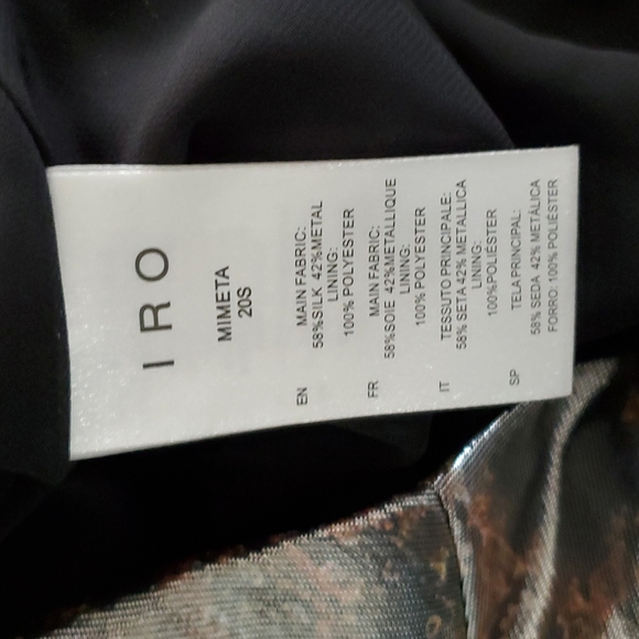 IRO Mimeta Metallic Silk-Blend Ruched Floral Mini Dress Large- Size 8 (FR 40) - Picture 9 of 10